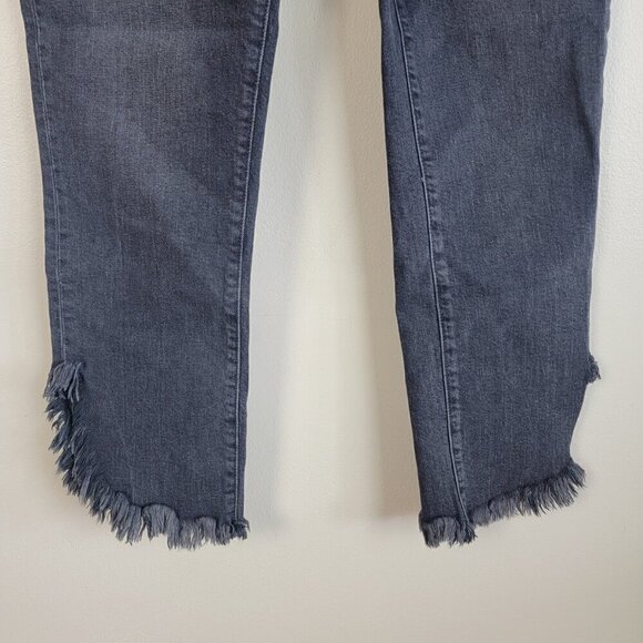 Paige 27 Hoxton Straight Leg Ankle Black Moonlight Fog Side Frayed Cropped Jeans - Picture 6 of 16